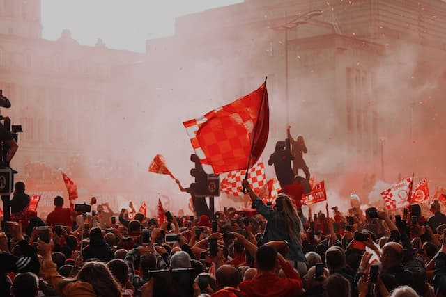 Photograph of football fans